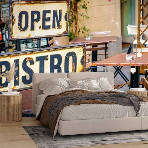 Papier peint  Plaquettes rétro dans un restaurant