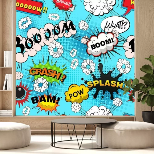 Papier peint  Bulles et inscriptions pop art