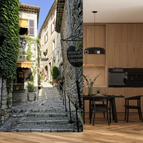 Papier peint  Une rue étroite dans une ville