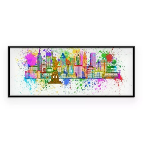 Poster  Les gratte-ciel de New York parsemés d'éclaboussures de peinture colorée