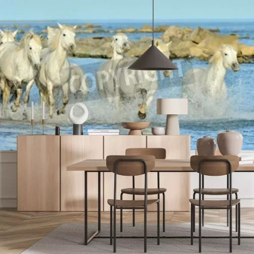 Papier peint  Chevaux sur un fond de rochers