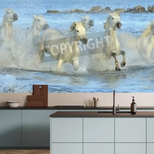 Papier peint  Paysage d'été et chevaux