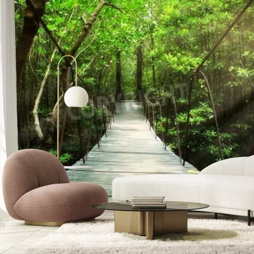 Papier peint  Pont à travers la jungle tropicale