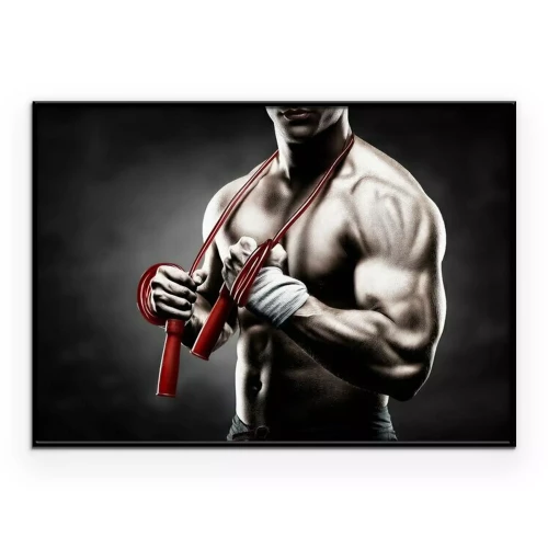Poster  Un homme athlétique avec une corde à sauter rouge