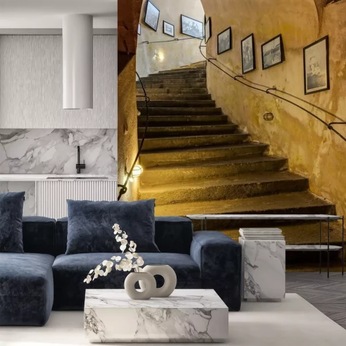 Papier peint  Photos sur les murs d'un escalier