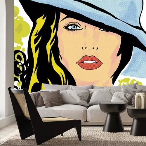 Papier peint  Dessin d'une femme avec un chapeau