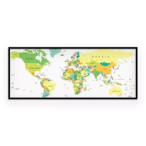 Poster  Une carte du monde avec des noms de pays aux couleurs pastel