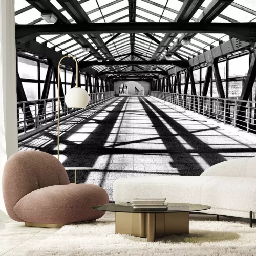 Papier peint  Un pont de fer monochrome