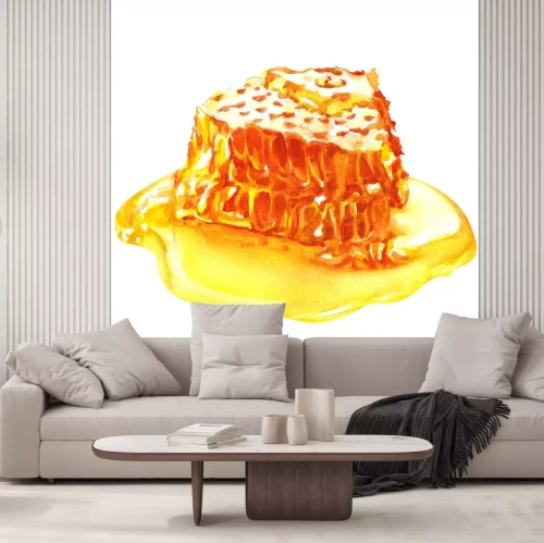 Sticker  sweet honeycombs with honey, isolated on white