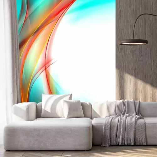 Papier peint  Abstrait vague orange et turquoise