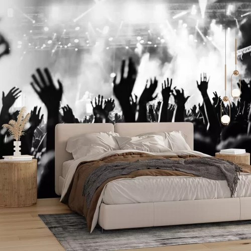 Papier peint  Foule noire et blanche au concert
