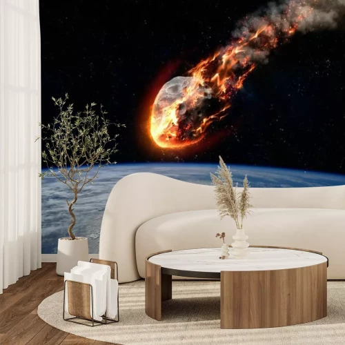 Papier peint  Météorite tombant sur la Terre