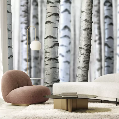 Papier peint  Forêt de bouleaux réaliste