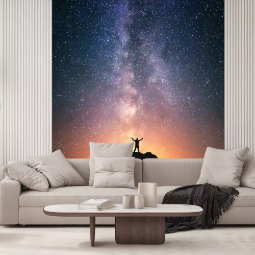 Papier peint  Silhouette d'une personne sur un fond spatial galactique