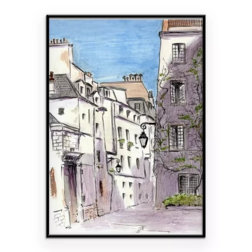 Poster  Peinture de la rue de la ville européenne de Paris