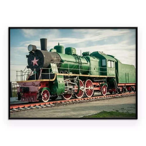Poster  Locomotive à vapeur à la gare