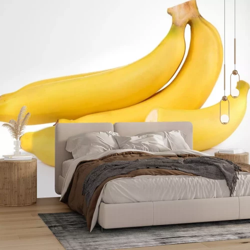 Sticker  Bananes entières et coupées sur fond blanc