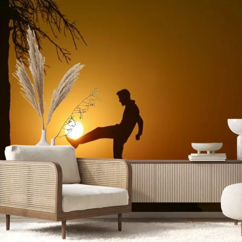 Papier peint  Homme avec le soleil en guise de boule