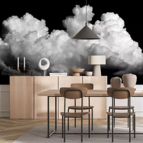 Sticker  Nuages blancs sur fond noir