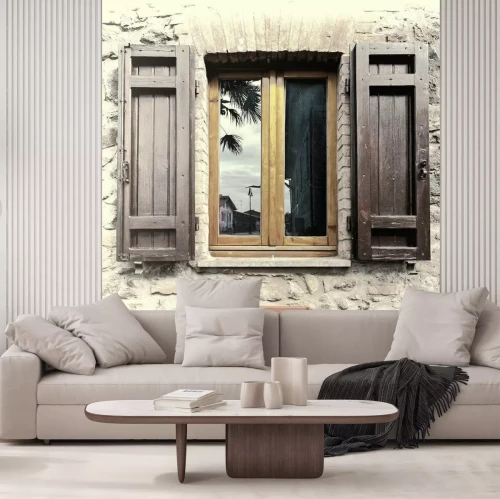 Papier peint  Fenêtre dans une maison en pierre