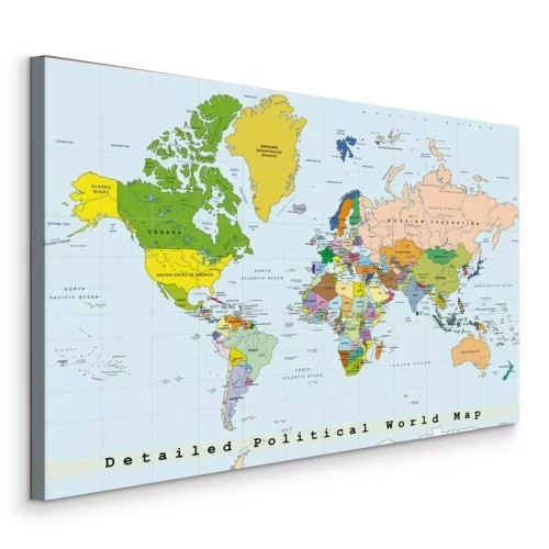 Tableau  Carte politique détaillée du monde avec les noms des pays