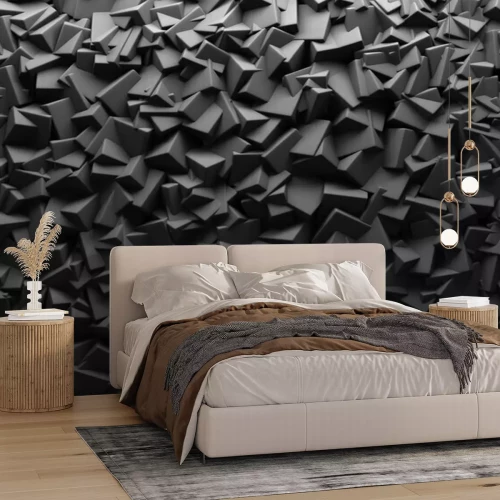Papier peint  Fond géométrique noir avec effet 3D