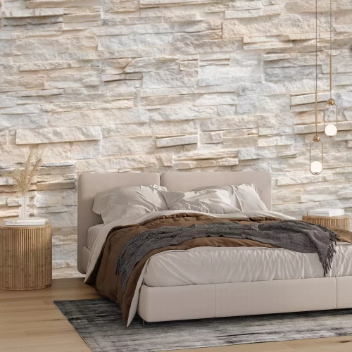 Papier peint  Structure mur blanc-beige