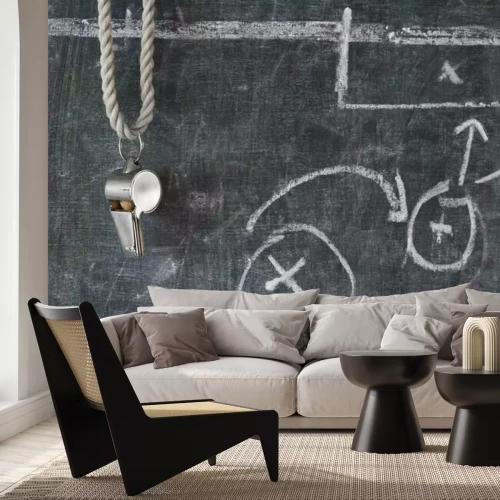 Papier peint  Un sifflet et un plan de jeu tactique sur un tableau scolaire