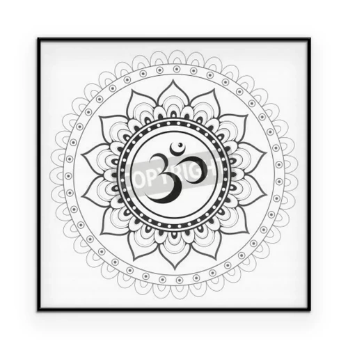 Poster  Motif mandala en dentelle noire sur fond blanc