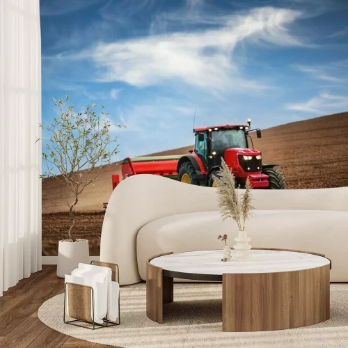 Papier peint  Agriculteur, tracteur, semer, cultures, champ