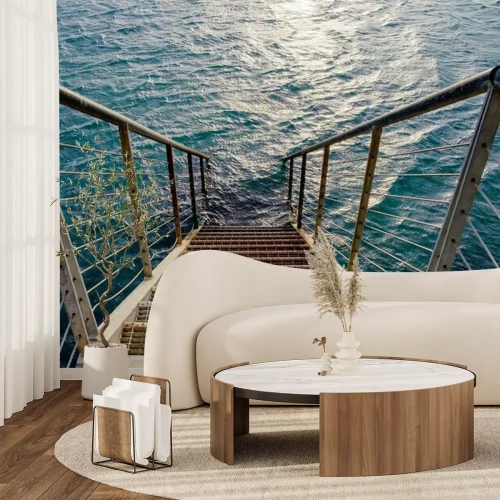 Papier peint  Jetée avec marches dans l'eau