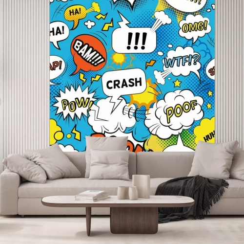 Papier peint  Nuages avec inscriptions de bande dessinée