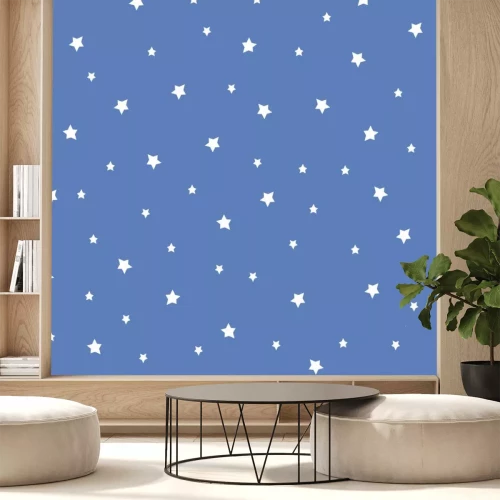 Sticker  Seamless, modèle, étoiles, bleu, fond Illustration de nature de ciel de nuit. Fond mignon de douche de bébé.
