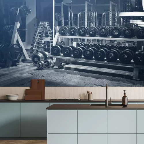 Papier peint  Salle de sport avec haltères et poids