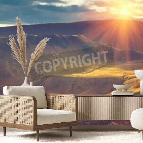 Papier peint  Lever de soleil sur les montagnes