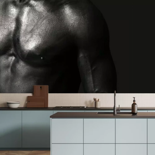 Papier peint  Homme, poitrine, peint, noir, letterbox