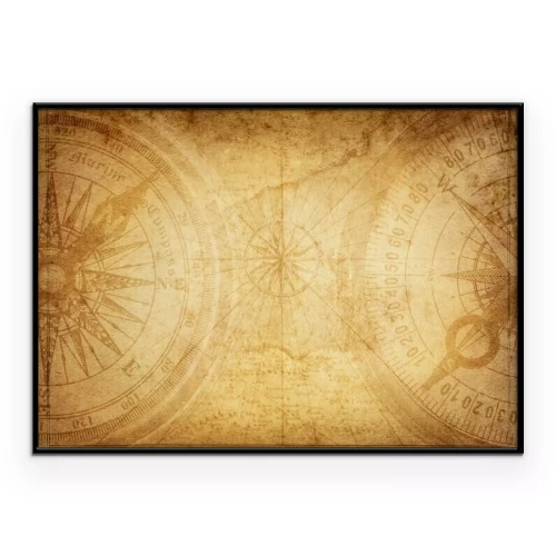Poster  Vieille carte avec une rose des vents