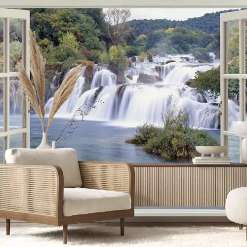 Papier peint  Cascades devant la fenêtre