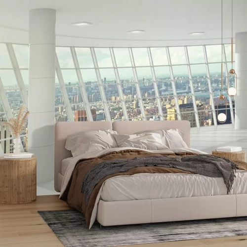 Papier peint  Pièce vide avec panorama de la ville