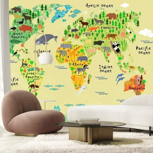 Papier peint  Carte des animaux pour enfants