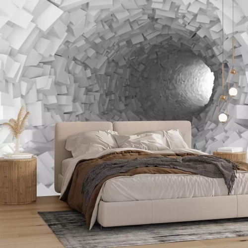 Papier peint  Un tunnel 3D avec des cubes et des rectangles