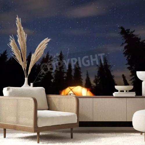 Papier peint  Des étoiles et une tente