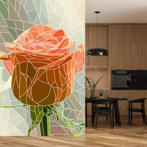 Sticker  Mosaïque avec un bouquet de roses rouges