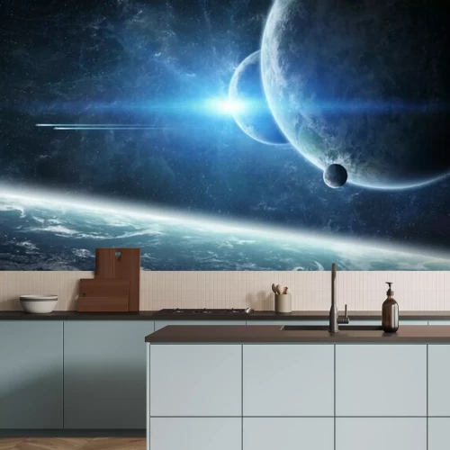 Papier peint  Lever de soleil sur la planète Terre vu de l'espace