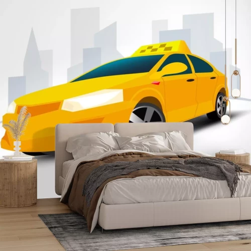 Sticker  Taxi, voiture, ville, isolé