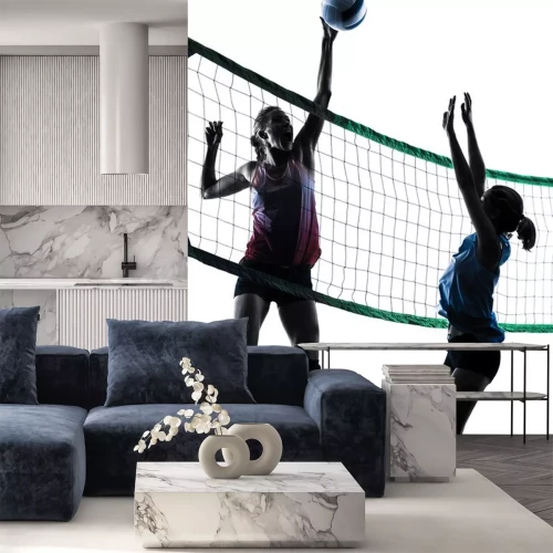 Sticker  Femme, volley-ball, joueurs, isolé, silhouette