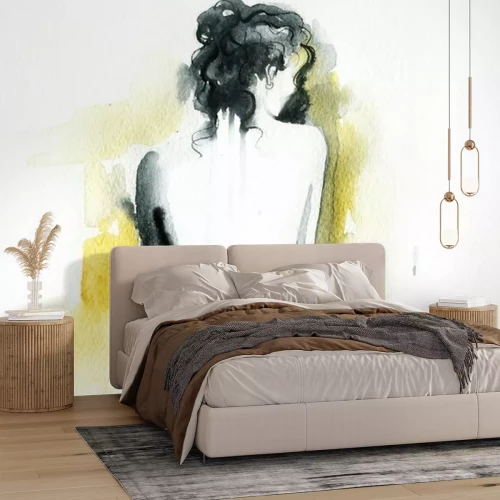 Papier peint  Beau visage. Portrait de femme. Résumé, aquarelle, .fashion, fond