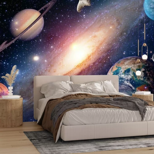 Papier peint  Voie lactée avec planètes