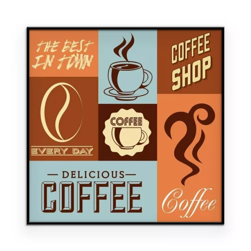 Poster  Graphismes sur le thème du café avec lettrage décoratif