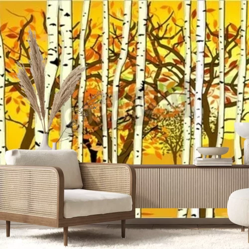 Papier peint  Graphique Bouleaux d'automne